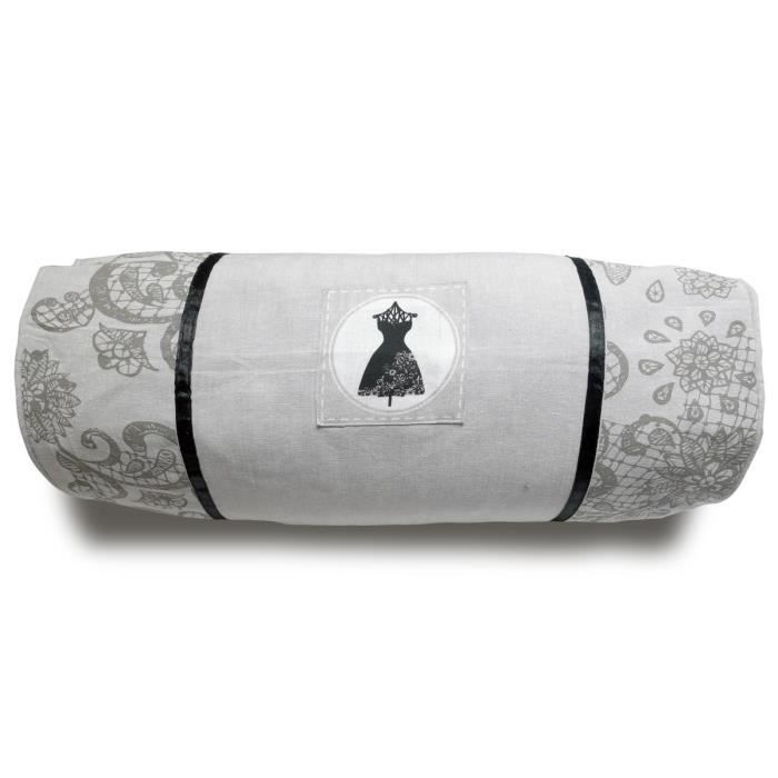 SOLEIL D'OCRE Coussin polochon Black Dress 20x50 cm gris et noir