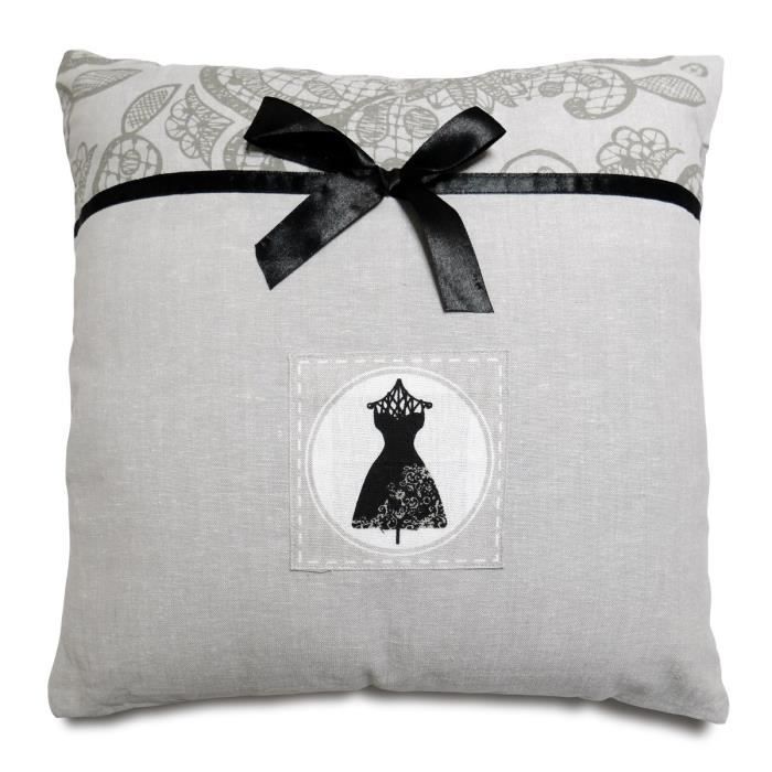 SOLEIL D'OCRE Coussin Black Dress 40x40 cm gris et noir