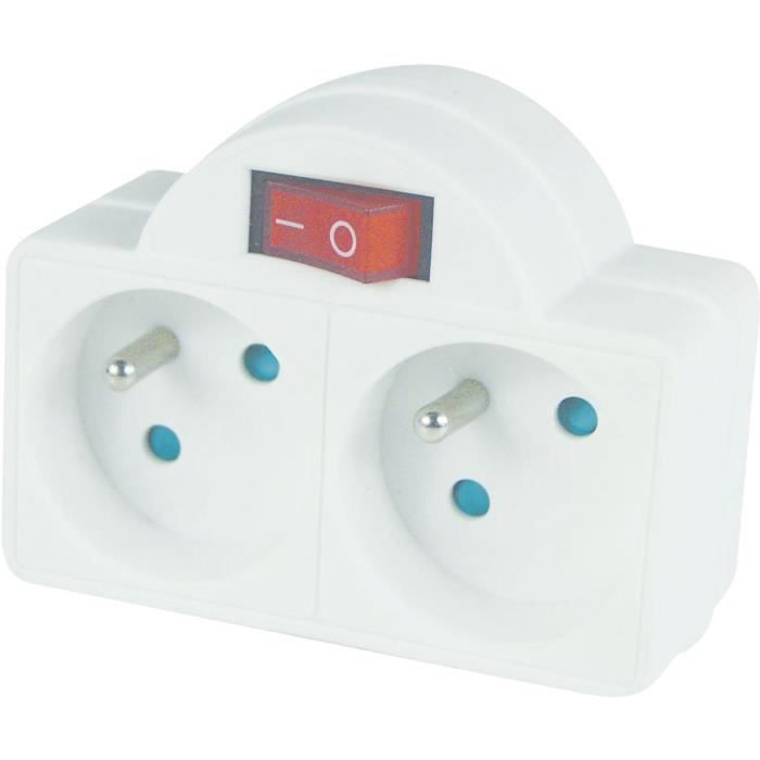 TEC HIT Prise biplite avec terre 2x16 A et interrupteur