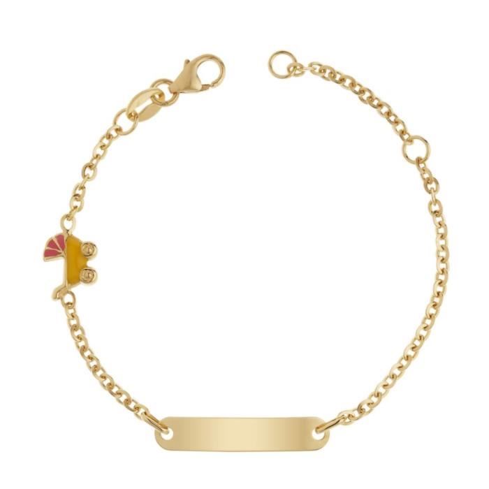 YSORA - Gourmette Landeau Jaune et Rose en Or Jaune 9 Carats - Bébé