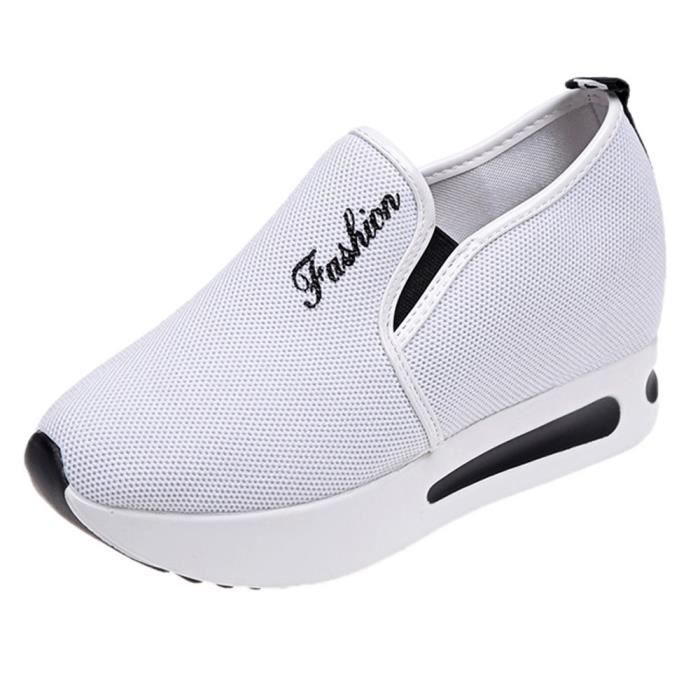 3773 Shoe Shoes Net Slope Thick Blanc Increased Breathable Femmes Casual Mesh xz Platform RZ7xB4