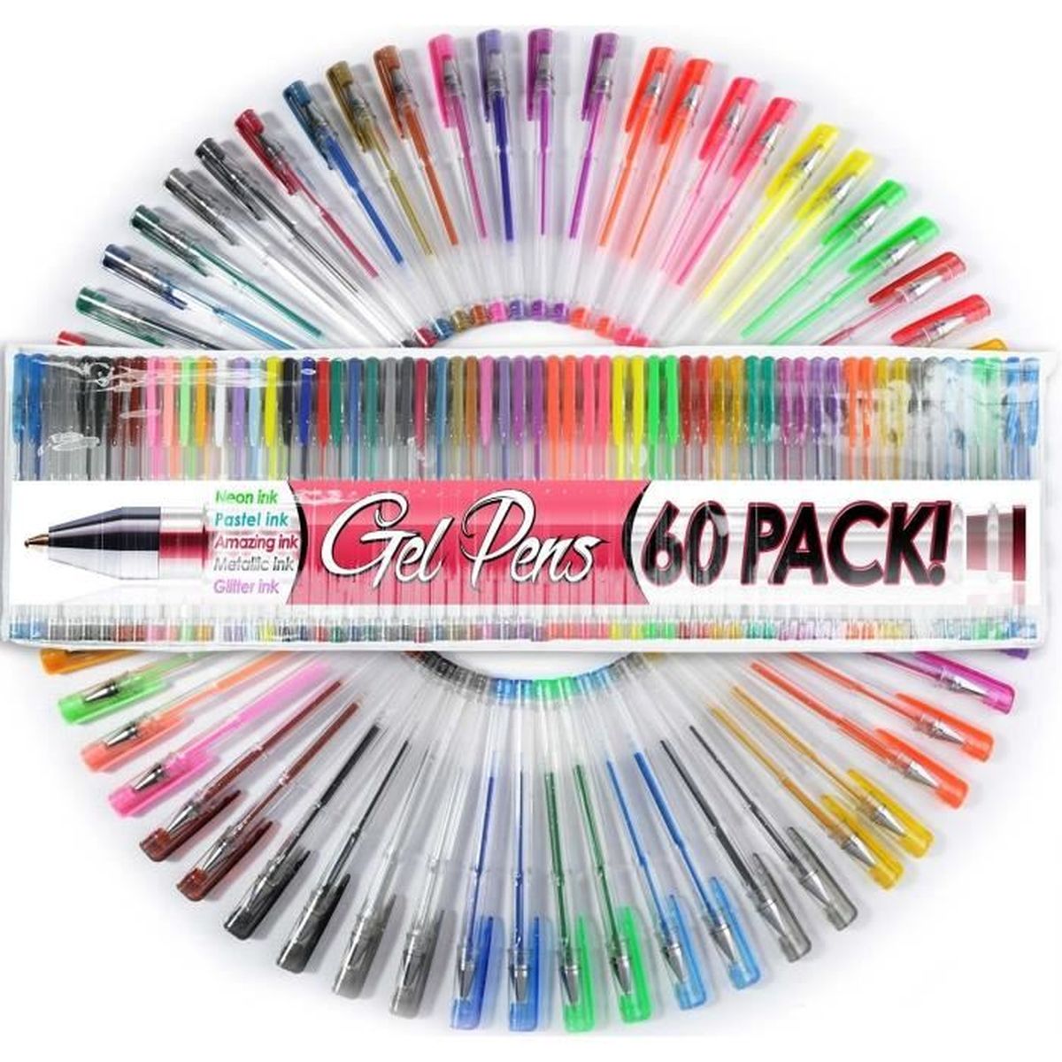 Stylo Parure Ensemble de 60 Stylos   Encre Gel Colorés Stylos