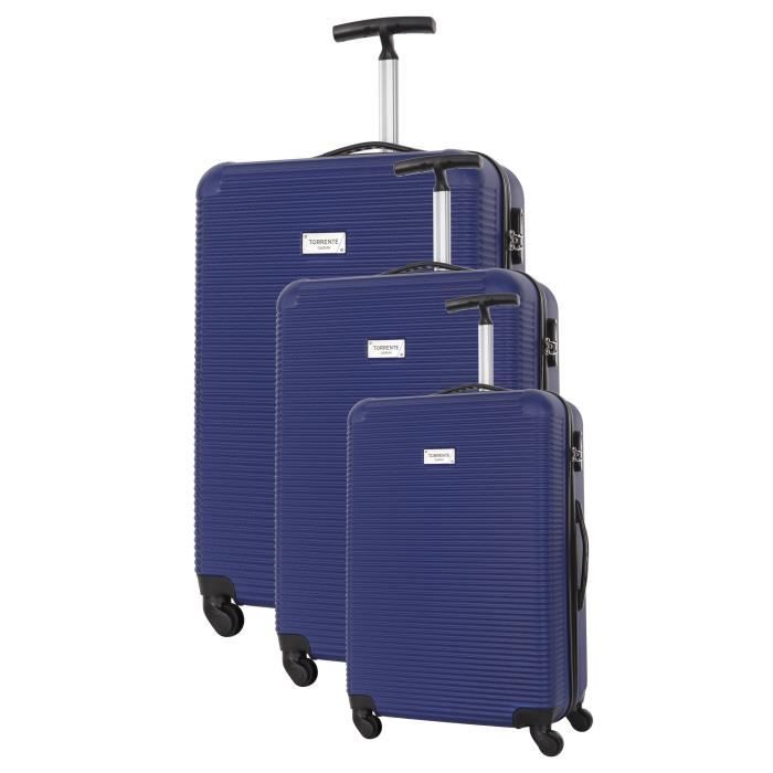 TORRENTE Set de 3 Valises Rigide ABS 4 Roues Monobranche S-M-L AVARO Bleu