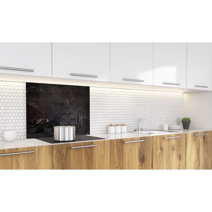 Fond de hotte "Marbre noir" en Verre1