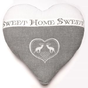 SOLEIL D'OCRE Coussin c?ur brodé Sweet Home 40x40 cm gris et blanc