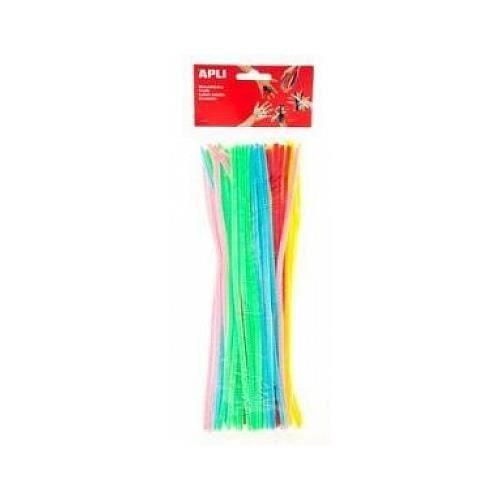 APLI Sachet 50 chenilles - Couleurs assorties fluorescentes - 30 cm