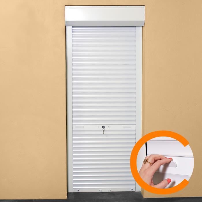 FRANCE-COMBI Volet roulant aluminium manuel à tirage direct pour porte - L 100 x H 220 cm