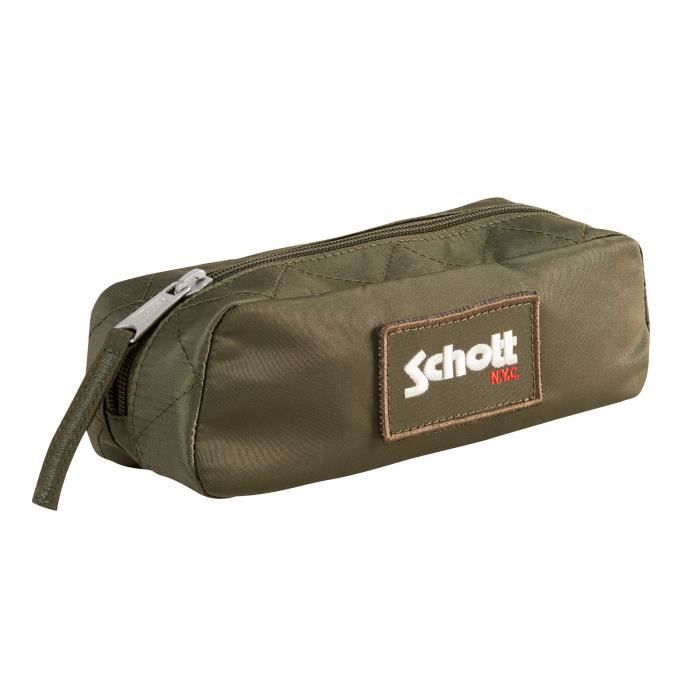 SCHOTT Trousse - 1 Compartiment - Maternelle / Primaire / Collège - 22 cm - Kaki - Enfant Garçon