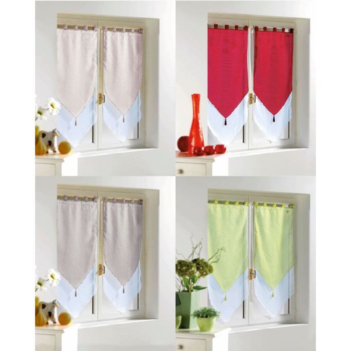 Paire de voilage largeur 45 cm x 90 cm bicolore… - Achat ...