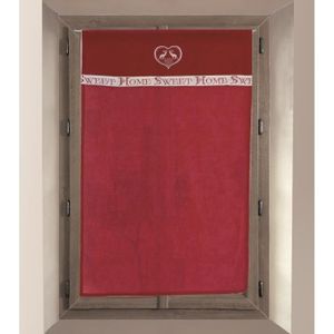 SOLEIL D'OCRE Brise-bise brodé Sweet Home 100% coton 60x90 cm rouge et blanc
