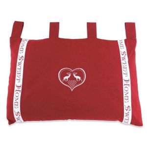 SOLEIL D'OCRE Coussin t?te de lit Sweet Home 100% coton brodé 45x70 cm rouge et blanc