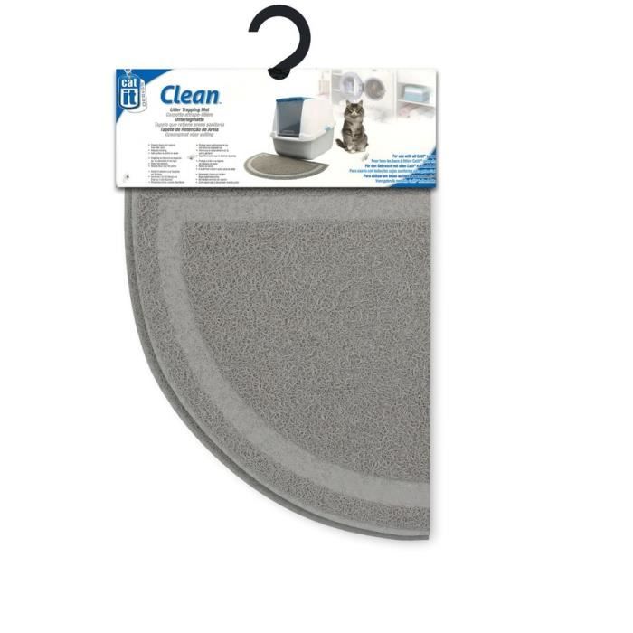 Tapis maison de toilette chat gris