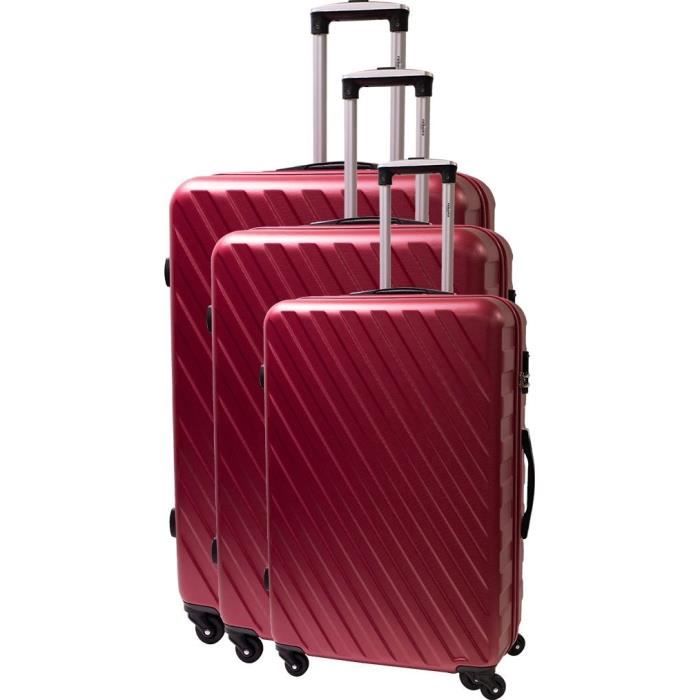 HATCHER Set de 3 Valises 4 Roues S/M/L Bordeaux