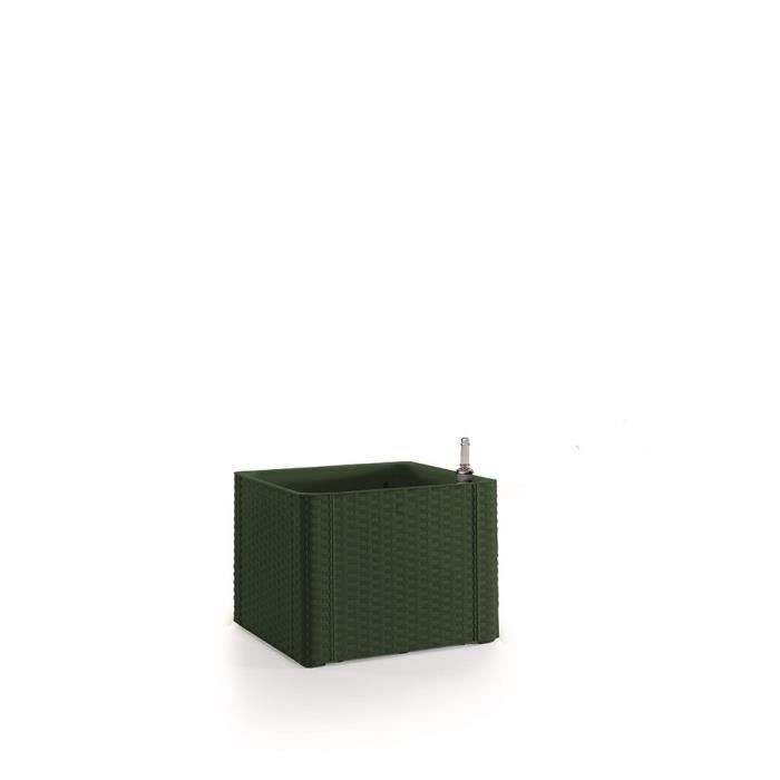 STEFANPLAST Bac à fleurs carré Natural Delux - 43 x 43 x 33 cm - 35 + 2 L dans la réserve - Vert pin