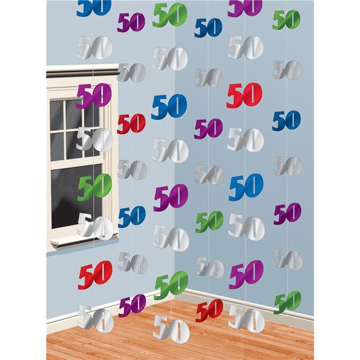 50 ans   Achat / Vente DECO ANNIVERSAIRE 6 Guirlandes Verticales 50