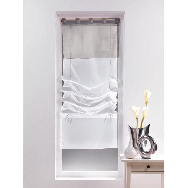 Store droit voile bicolore45x180cm BLANC / GRISprêt à  poser, à