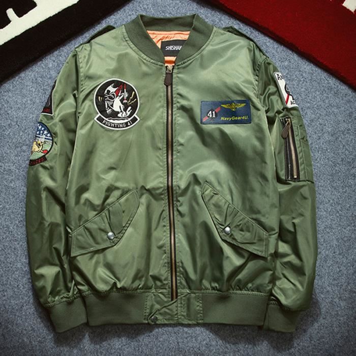 Veste Automne Broderie Homme Noir Bomber Ma1 B odBerCx