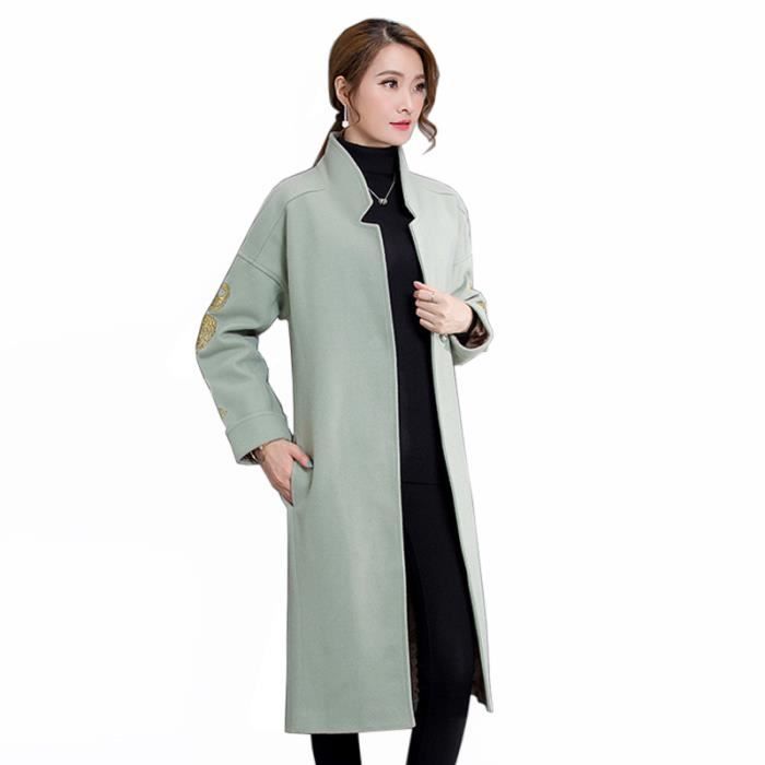 Manteau Longue Automne Femme Officier Hiver Mode Et Col Broderie b6Y7Ifgyv