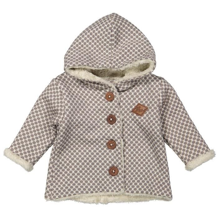 DIRKJE Veste Capuche Fourrée Beige Bébé Fille