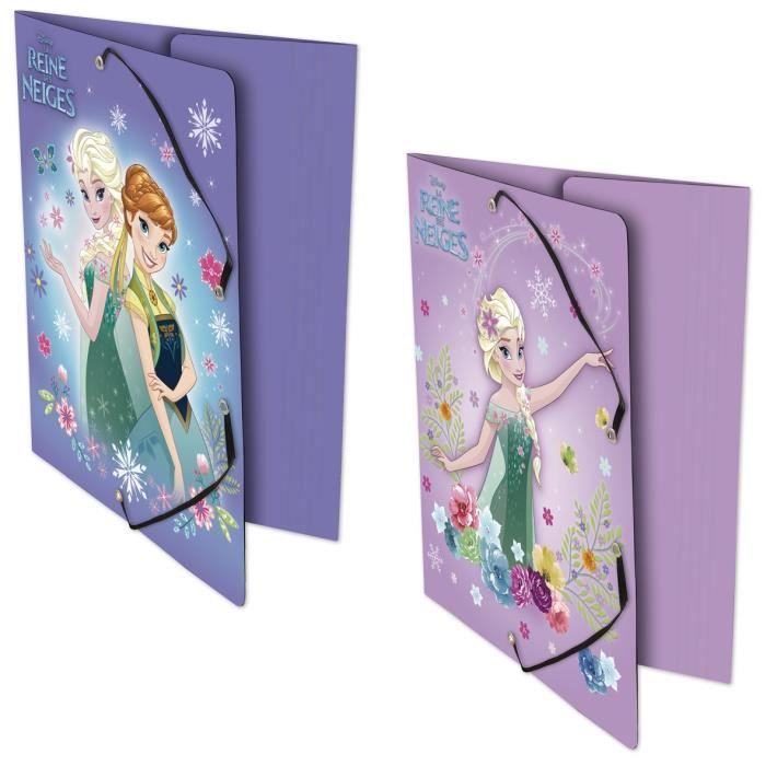 LA REINE DES NEIGES - Chemise à élastiques 3 rabats 24 x 32 cm - Polypropylène opaque - 2 visuels aléatoires
