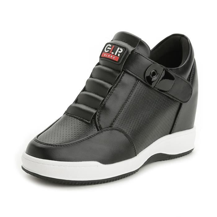 blanc Pu Mocassins Noir En Compensées Femme xqUaRf6