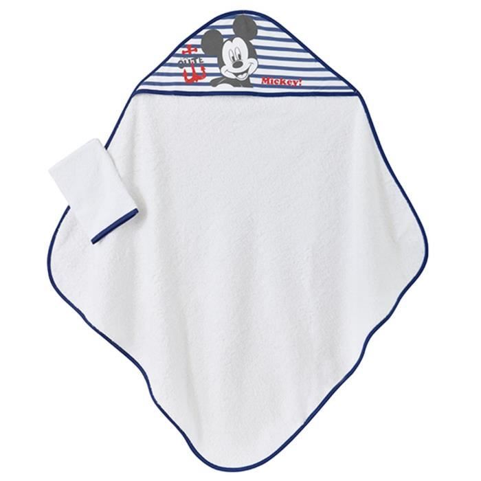 MICKEY Cape de bain Disney Baby - Marine et blanc