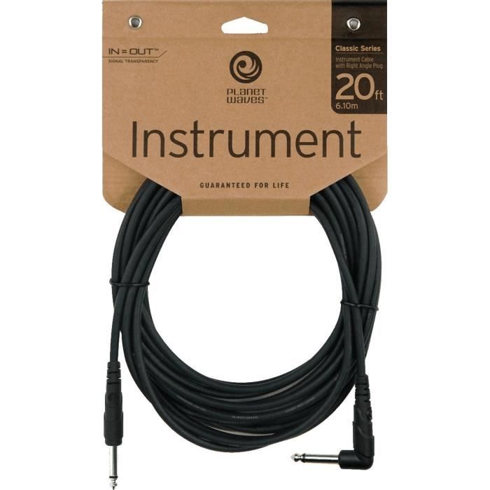 PLANETWAVES CGTRA-20 Câble Jack coude/ Jack - 6 m