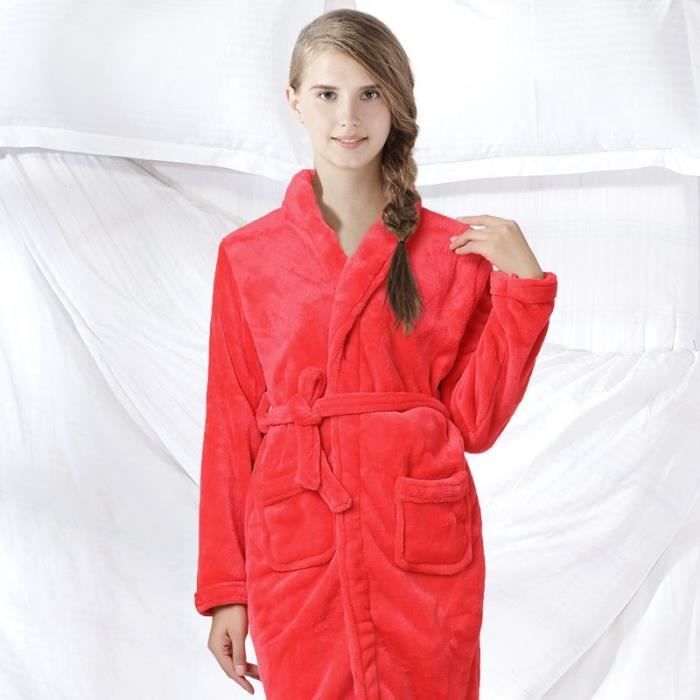 Peignoir Velours Femme Rouge à c… - Achat / Vente peignoir ...