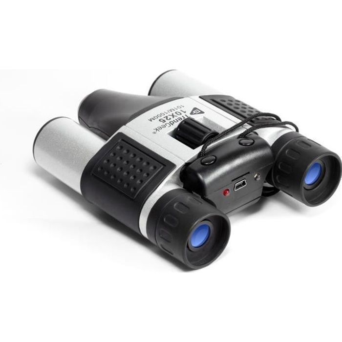TRENDGEEK TG-125 Jumelles avec caméra - Appareil photo numérique intégré - Grossissement x 10 - Noir et gris