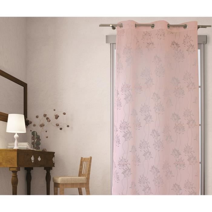 SOLEIL D'OCRE Rideau en dévoré Fleur 140x240 cm rose