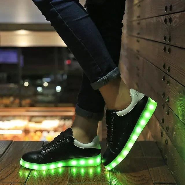 Recharge femmes Lumineus De Usb blanc Lumire Baskets Noir xAqEPwE