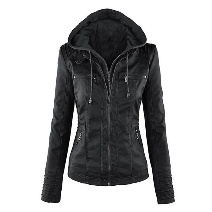 Blouson cuir femme avec capuche - Achat / Vente Blouson ...