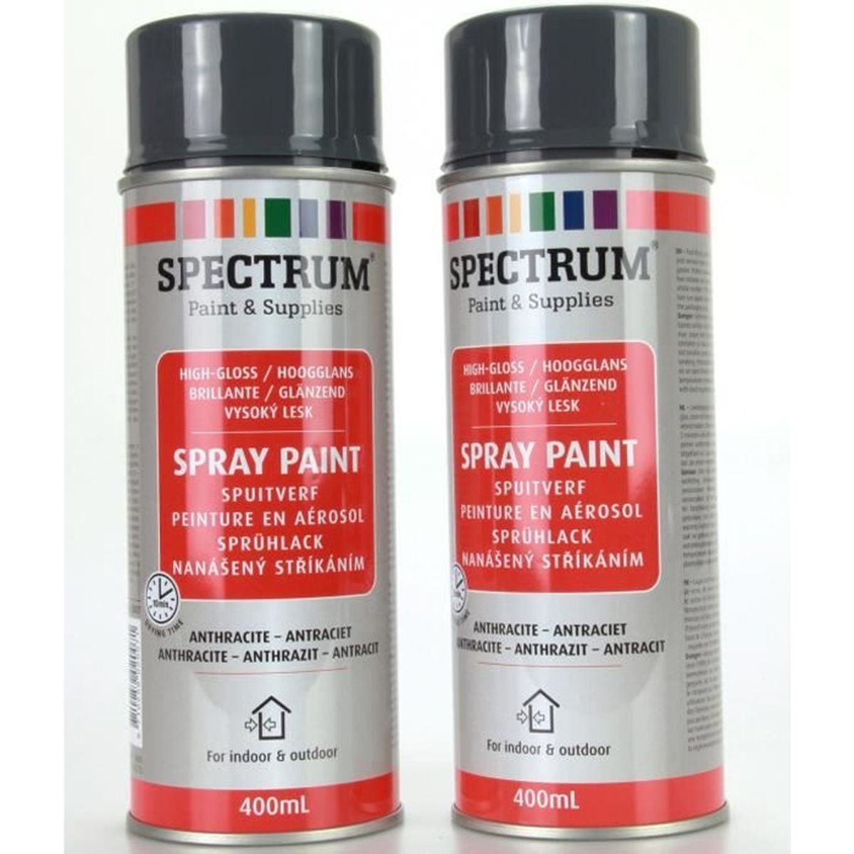 Lot De 2 Peintures En Aérosol Anthracite 400ml Boismétalplastique