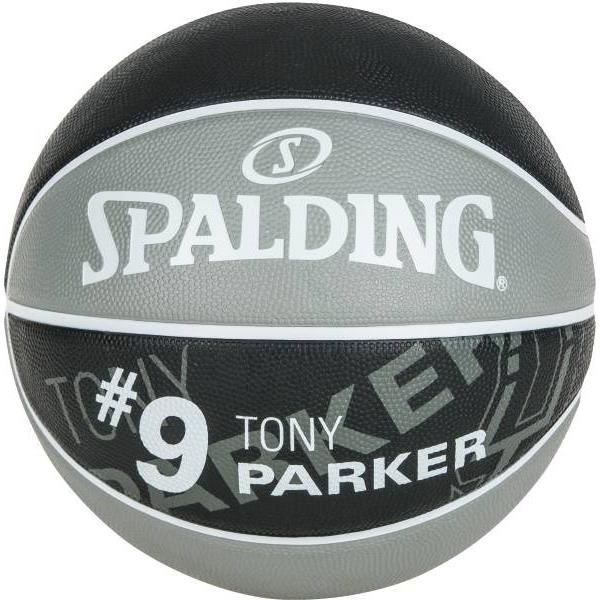 SPALDING Ballon de basket ball NBA Player Tony Parker Gris et noir Taille 7