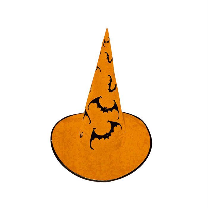CESAR Chapeau Sorcière - Orange - Avec chauve souris - Enfant