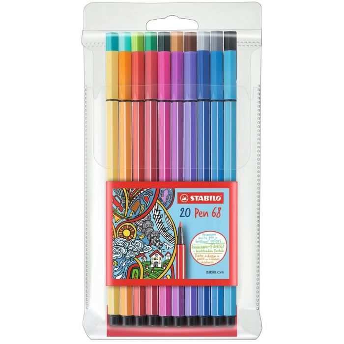 STABILO Pen 68 - lot de 20 feutres de coloriage