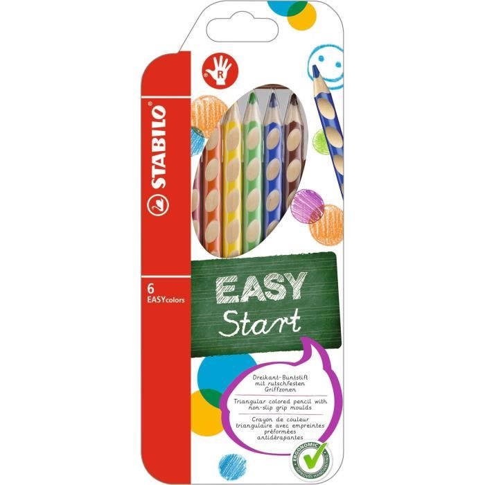 STABILO EASYcolors droitier Etui carton lot de 6 crayons de couleur