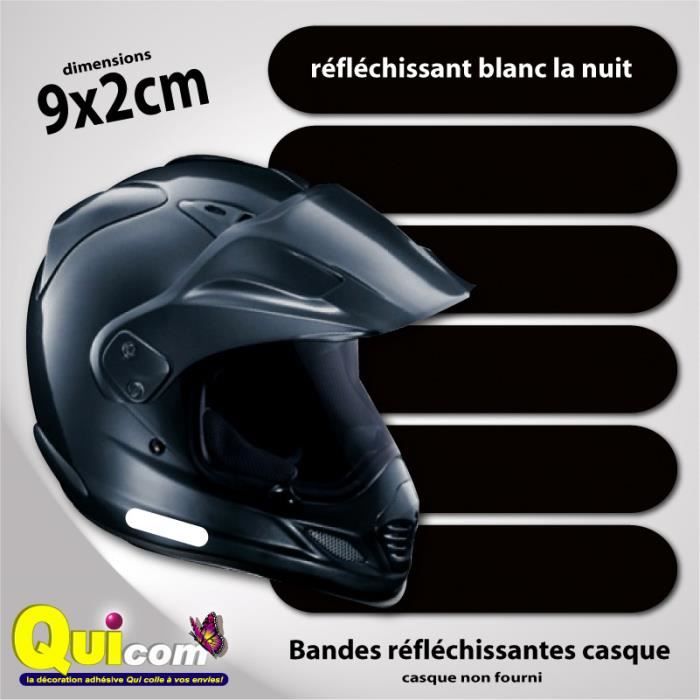 6 Bandes Casque 9x2cm Noir Réfléchissante Classe 1 Achat Vente