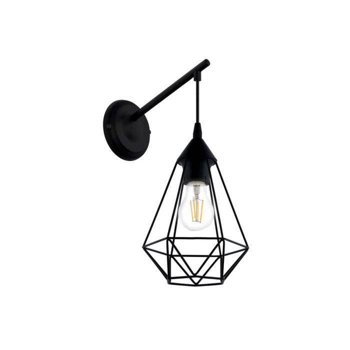 Applique Murale Filaire Applique murale en métal filaire hauteur 37cm BYRON   Noir   Achat  Applique Murale Filaire