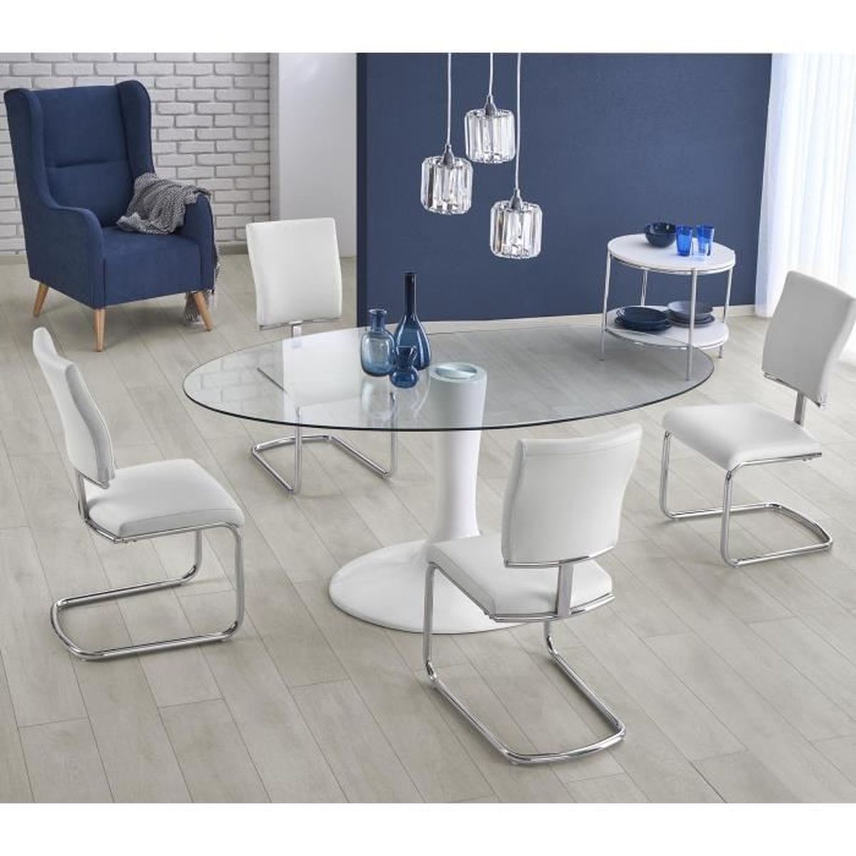 Table Salle A Manger Ovale A Rallonge Transparente