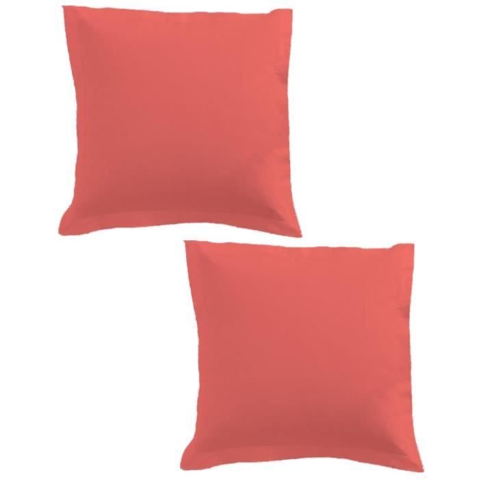 TODAY Lot de 2 taies d'oreiller 75x75cm Corail