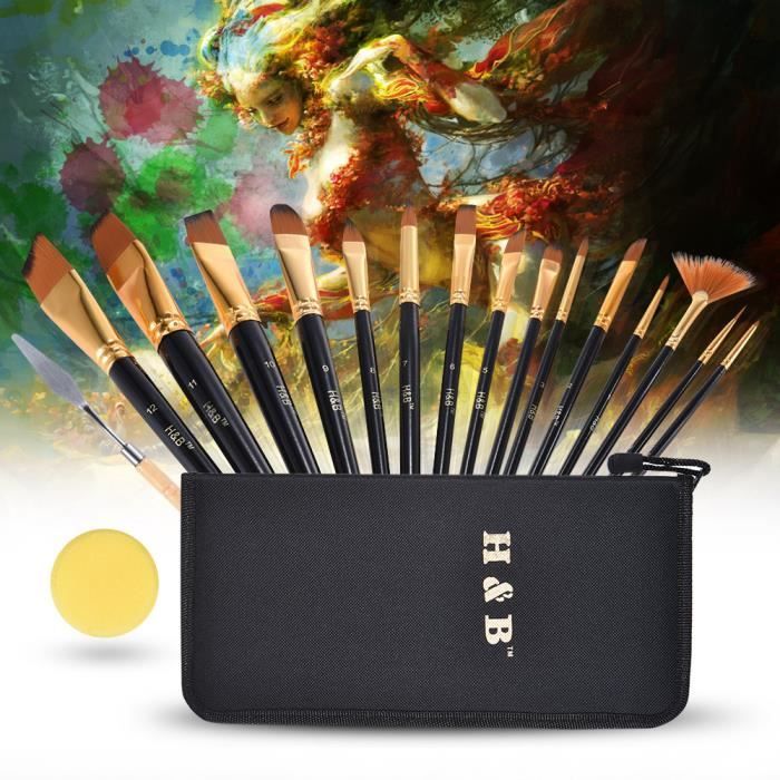 Professionnel 15pcs Nylon Brosse Pour Peinture Avec Manches Courtes
