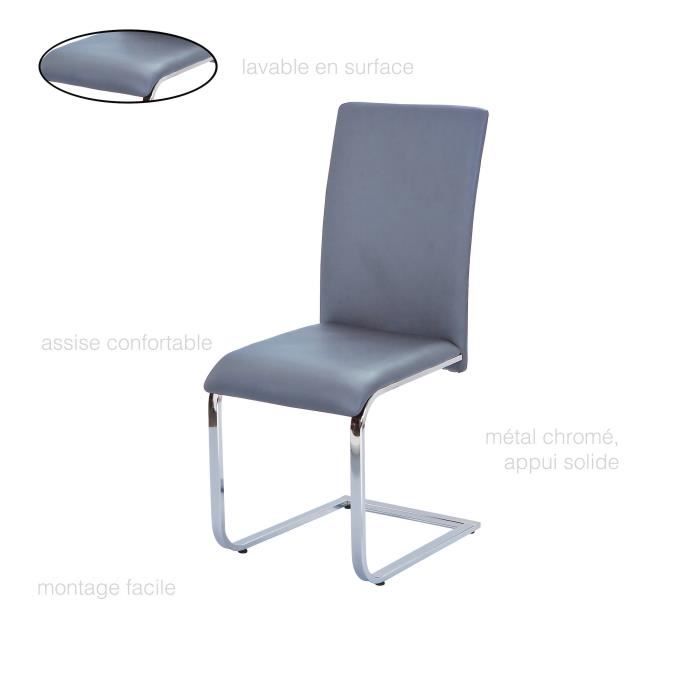 Chaise Salle à Manger Grise Simili Cuir Chaise Design Dossier