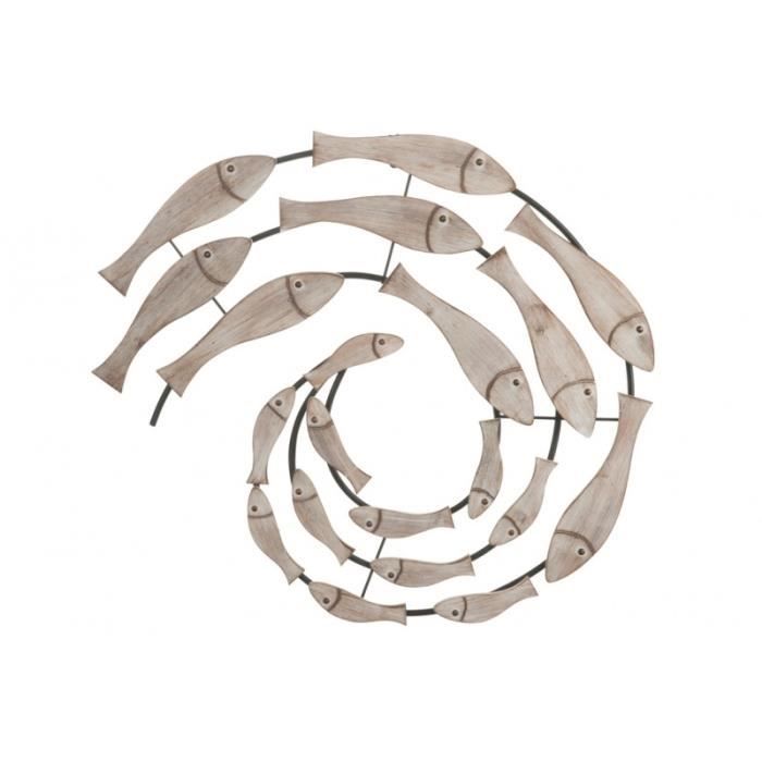 Décoration Murale Poissons Spirale Boismétal Naturel Achat