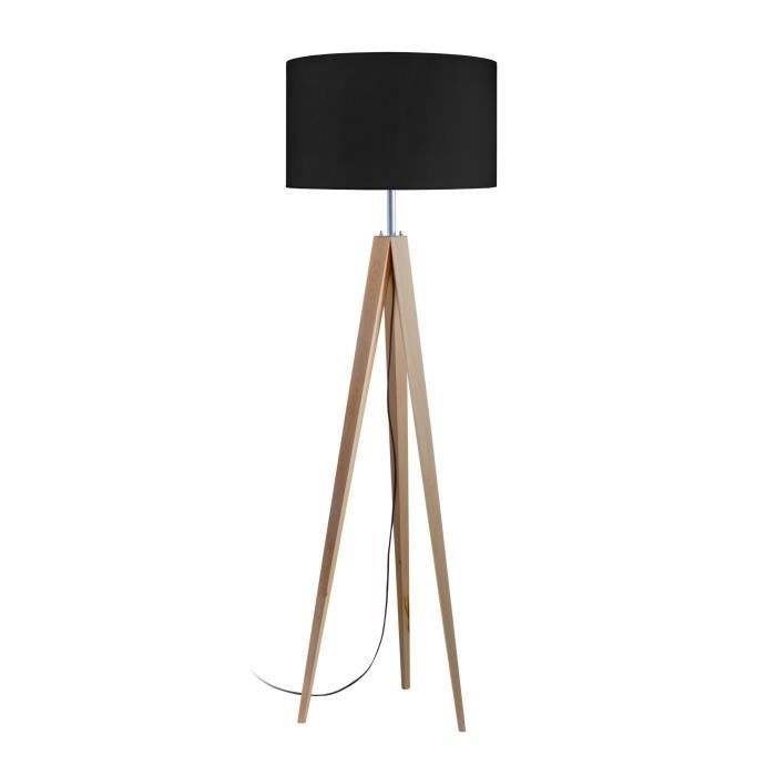 IDUN Trépied de lampadaire en bois massif pour lampadaire 45x163 cm naturel