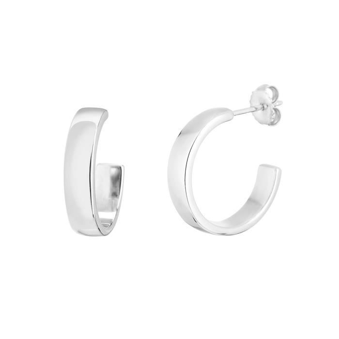MONPLAISIR Boucles d'Oreilles Argent Fin 925/1000 Créoles Lisses