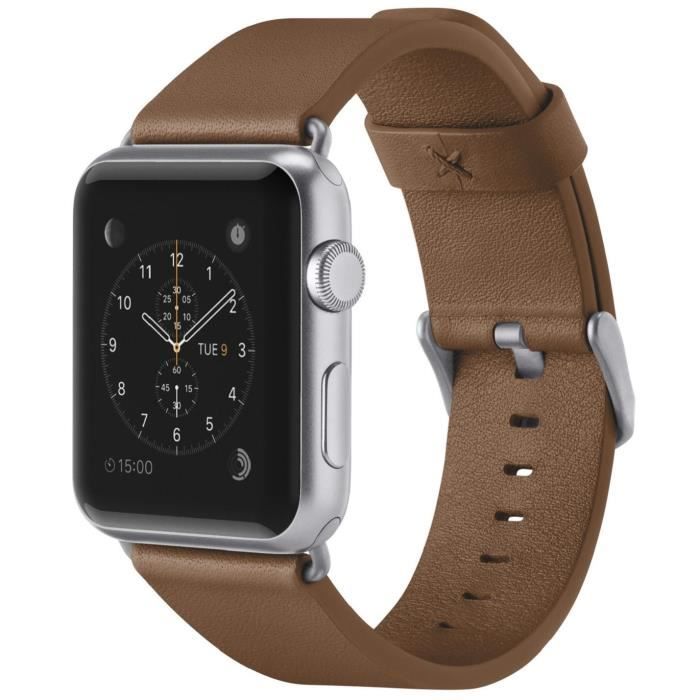 Belkin Bracelet pour montre connectée pour Apple Watch - Cuir - 38 mm - Marron