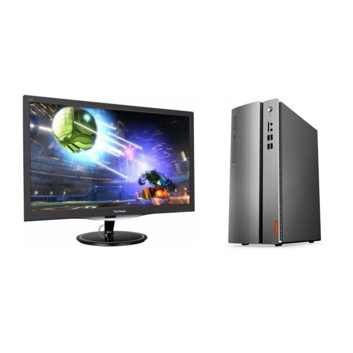 Pack LENOVO PC de bureau Ideacentre - RAM 4Go - AMD E2-9030 - Stockage 1To- AMD Radeon R2 + VIEWSONIC Ecran 24'' Full HD