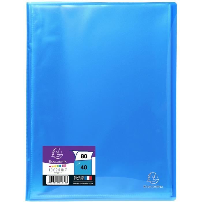EXACOMPTA - Protège documents soudé - 21 x 29,7 - 80 vues - Pochettes crital lisses - Turquoise