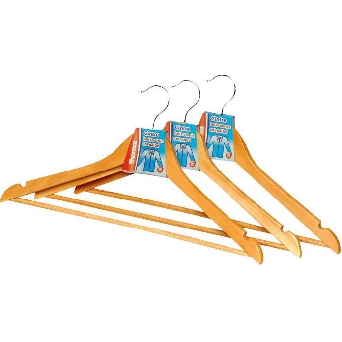 Cintre bois col galbé verni - L : 43 cm